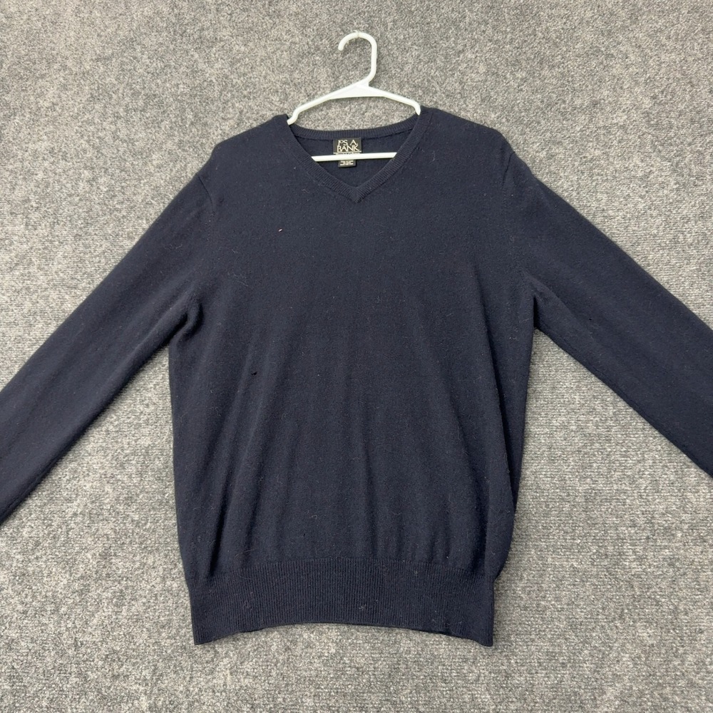 Jos A Bank Sweater Mens M Navy Blue Cashmere V Neck Travelers Collection